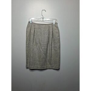 Jones New York 100%Wool Pleated Skirt Size8 Knee Length Taupe Gray PreppyClassic